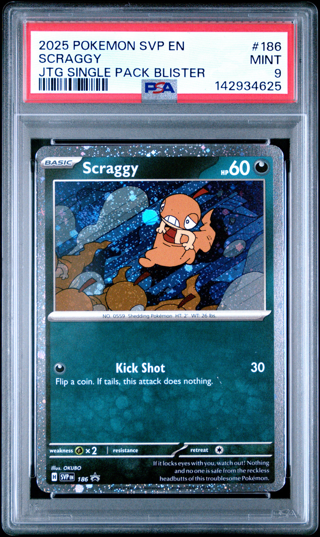 2025 POKEMON SVP EN-SV BLACK STAR PROMO 186 SCRAGGY JOURNEY TOGETHER PSA 9