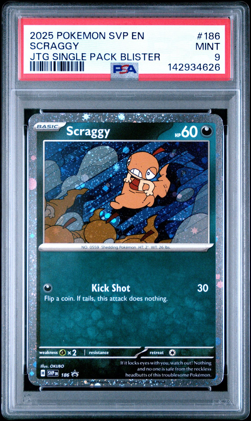 2025 POKEMON SVP EN-SV BLACK STAR PROMO 186 SCRAGGY JOURNEY TOGETHER PSA 9